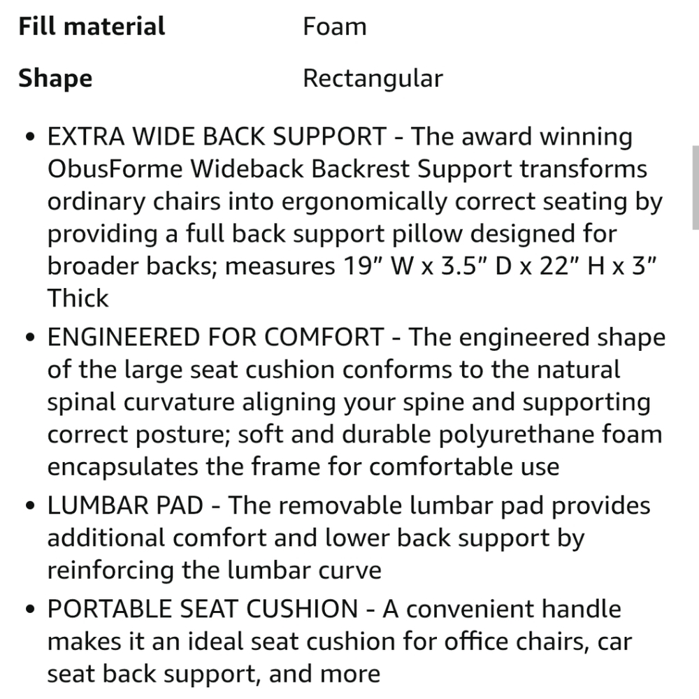 ObusForme Wideback Backrest Support - Picture 2 of 3